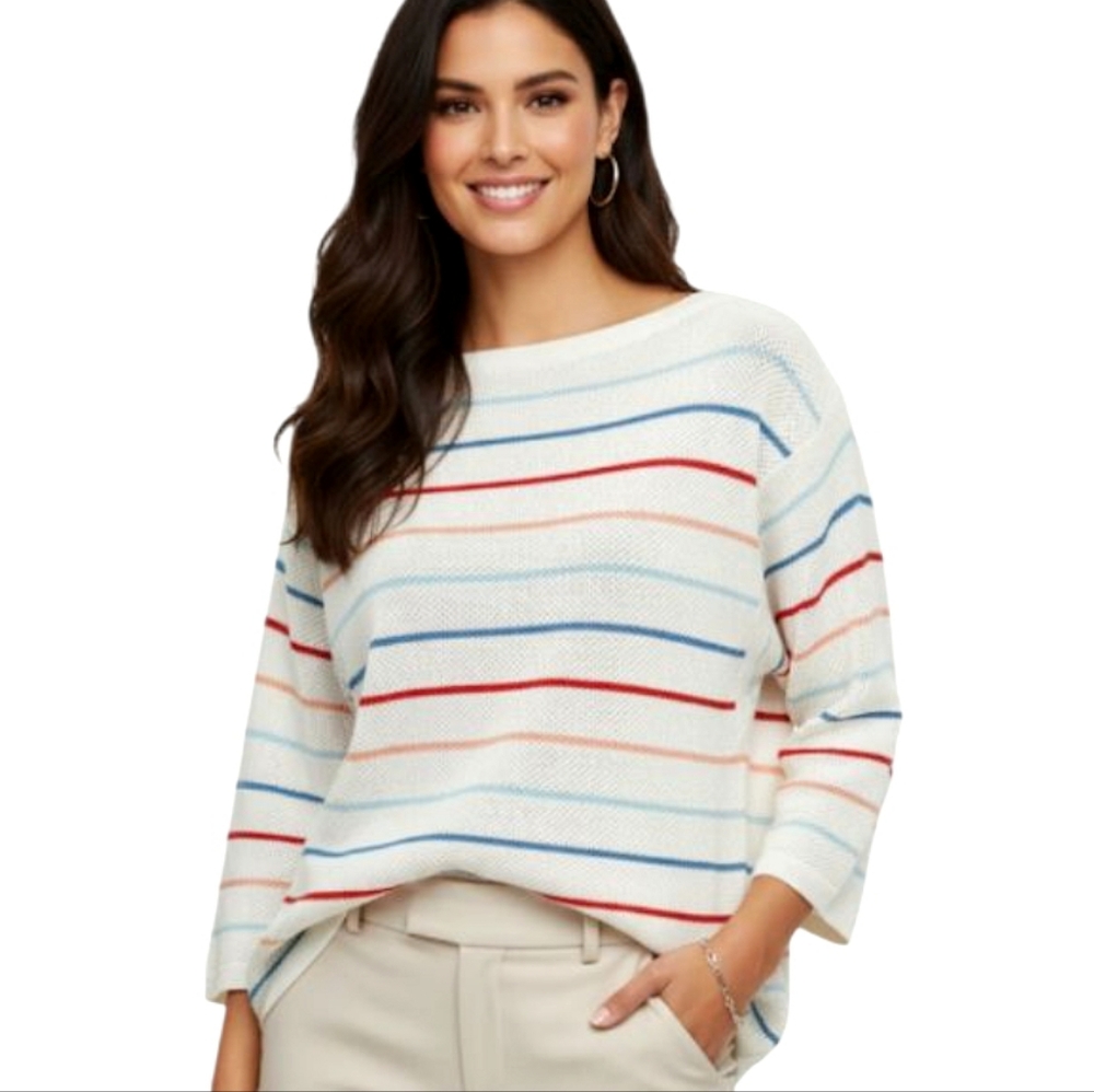& Other Stories Multicolor Stripe Open Knit Oversized Sweater Size Small